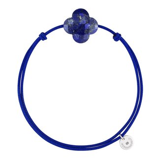 Morganne Bello Morganne Bello Armband 1015x55B110 Royal Blue Cord Lapis Lazuli Clover