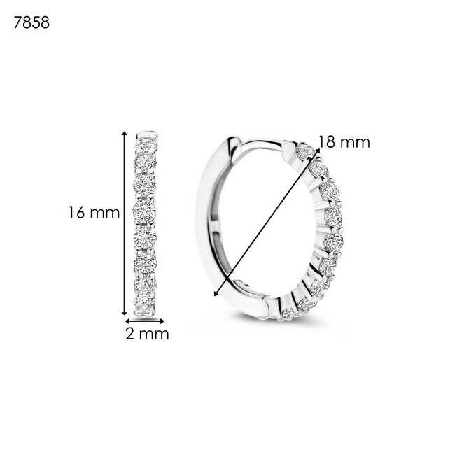 Ti Sento Milano Ti Sento Oorbellen 7958ZI Zilver Gerhodineerd met Zirkonia 18mm