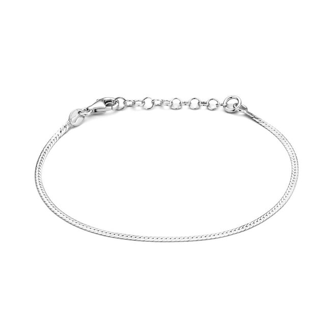 Blinckers Jewellery Huiscollectie Bj Armband 13.37164 Zilver Slang Plat 1,7mm 16+3cm
