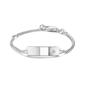 Blinckers Jewellery Huiscollectie BJ Armband 13.27378 Zilver Gourmet Zirkonia Graveer Plaat 5mm 9-11cm