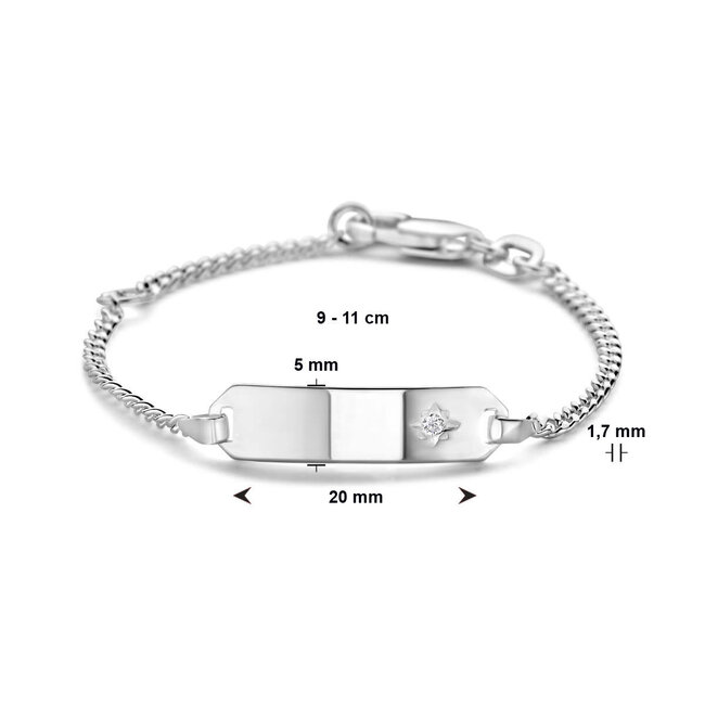 Blinckers Jewellery Huiscollectie BJ Armband 13.27378 Zilver Gourmet Zirkonia Graveer Plaat 5mm 9-11cm