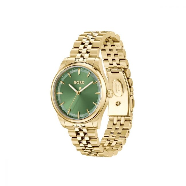 BOSS BOSS Horloge HB1502780 Staal met Geelgouden Plating Quartz en Groene Wijzerplaat