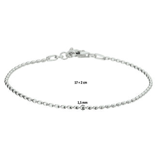 Blinckers Jewellery Huiscollectie BJ Armband 13.27361 Zilver Bolletjes 1,5mm 17+2cm
