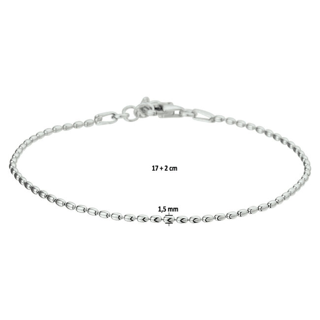 Blinckers Jewellery Huiscollectie BJ Armband 13.27361 Zilver Bolletjes 1,5mm 17+2cm