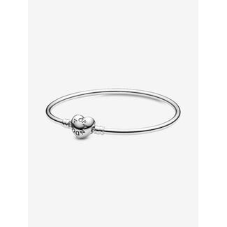 Pandora Pandora Armband 596268-19 Zilver Bangle met HartSluiting Maat 19