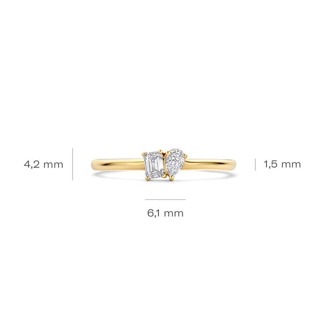 Blush Blush Ring LG1030Y/54 14k Geelgoud met 0,15crt/0,10crt G VS1 Lab Grown Diamant Maat 54