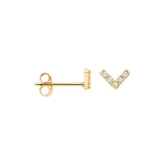 Blush Blush Oorbellen 7374YZI 14k Geelgoud Oorstekers V met Zirkonia