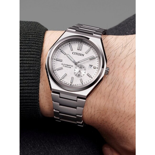 Citizen Citizen Horloge NJ0180-80A Titanium Automaat met Witte Wijzerplaat 40mm