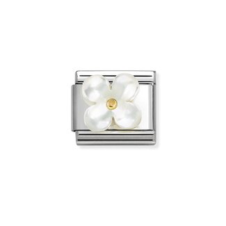 Nomination Nomination Schakel 030521-02 Compossible Classic Staal met 18k Geelgoud Bloem Wit