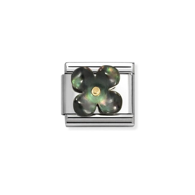 Nomination Nomination Schakel 030521-22 Compossable Classic Staal met 18k Geelgoud Bloem Zwart