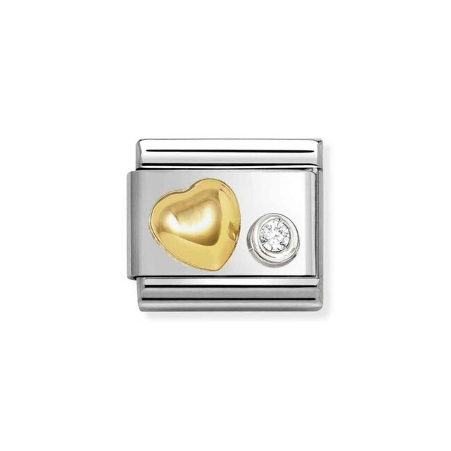 Nomination Nomination Schakel 630301-02 Composable Classic Staal met 18k Geelgoud Hart met Zirkonia