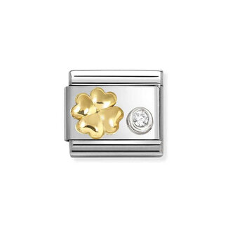 Nomination Nomination Schakel 630301-03 Composable Classic Staal met 18k Geelgoud Klaver met Zirkonia