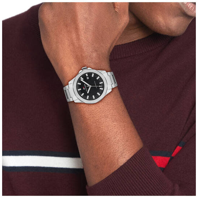 Tommy Hilfiger Tommy Hilfiger Horloge TH1710692 Lars Staal Automaat met Zwarte Wijzerplaat 42mm