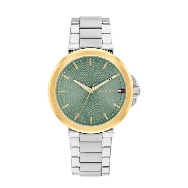 Tommy Hilfiger Tommy Hilfiger Horloge TH1782778 Lori Staal Bi-color Quartz met Groene Wijzerplaat 34 mm