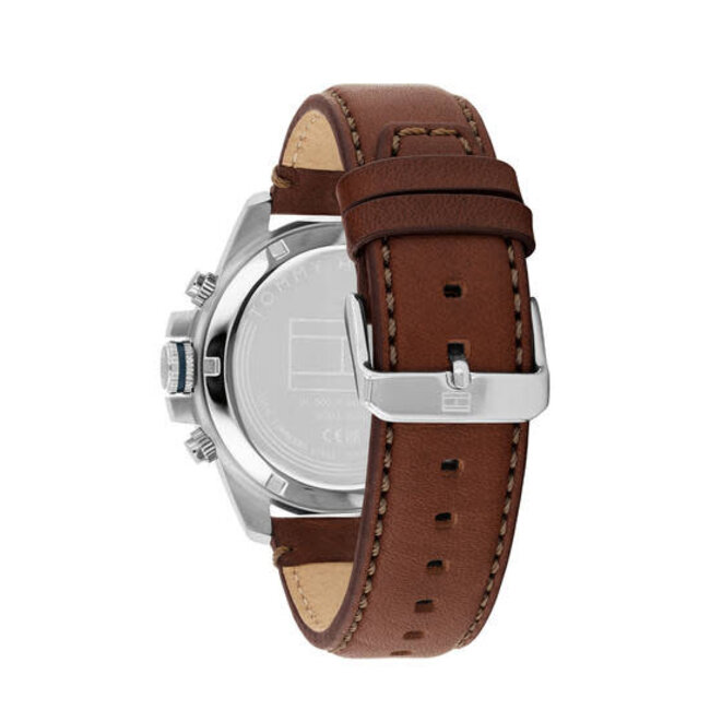 Tommy Hilfiger Tommy Hilfiger Horloge TH1792195 Jameson 43 mm Blauwe wijzerplaat met donkerbruine leren band