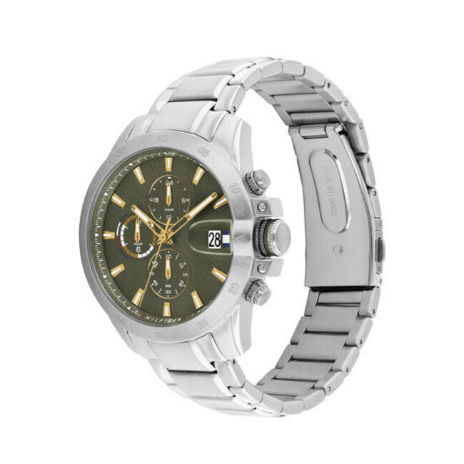 Tommy Hilfiger Tommy Hilfiger Horloge TH1792197 Jameson 43 mm Staal met groene wijzerplaat en gouden accenten