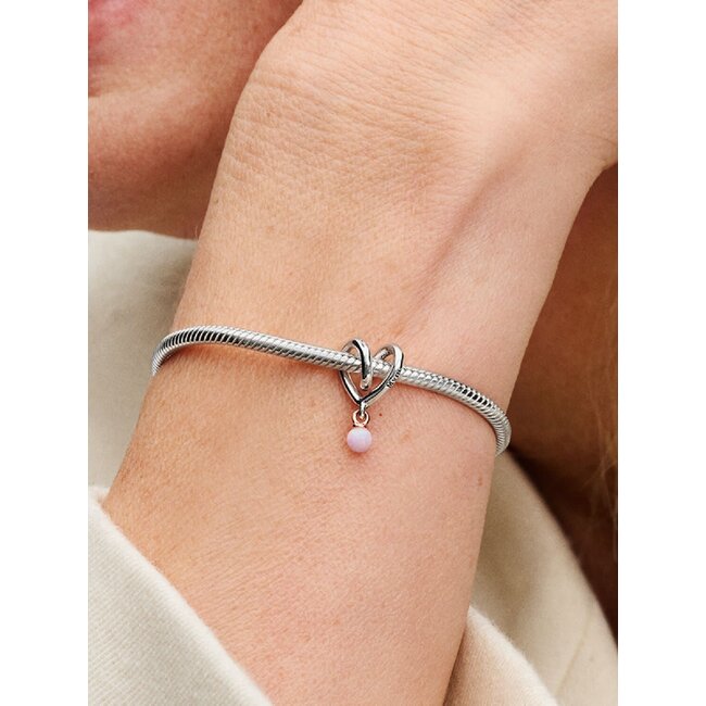 Pandora Pandora Bedel 783242C01 Zilver met 14k Rose Goldplated met Roze Opaal