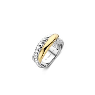 Ti Sento Milano Ti Snto Ring 1973ZY/52 Zilver met 14k Geelgouden Plating met Zirkonia Maat 52