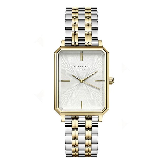 Rosefield Rosefield Horloge OWSSG-O48 The Octagon White Sunray Dial steel silver Gold Duotone