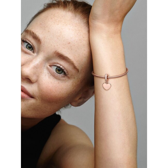 Pandora Pandora bedel 788761C01 Zilver met 14k Rosegouden  Plating  Graveerhart met Zirkonia