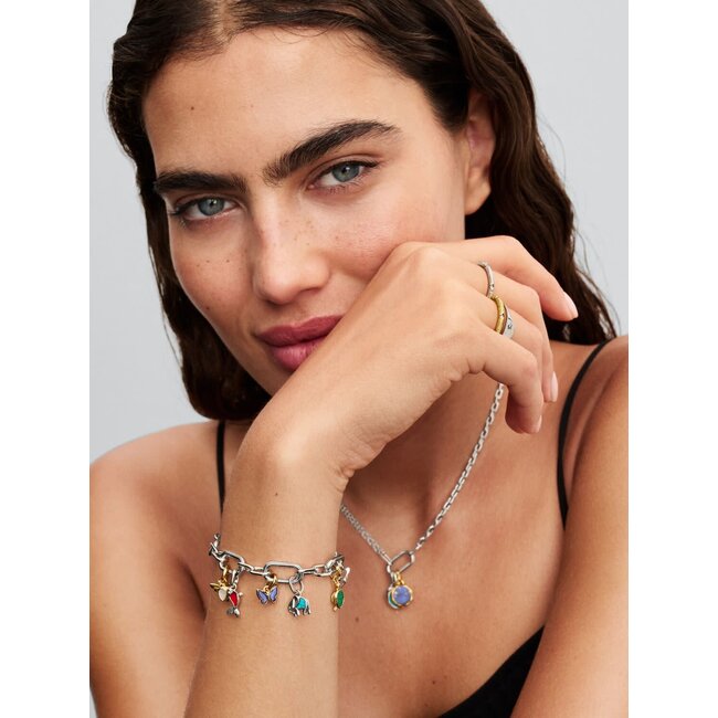 Pandora Pandora Bedel 763825C01 Zilver 14k Geelgoud Plating met Blauw Vlinder