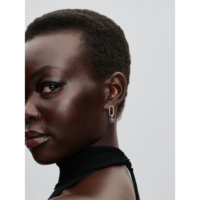 Pandora Pandora Bedel 763825C01 Zilver 14k Geelgoud Plating met Blauw Vlinder