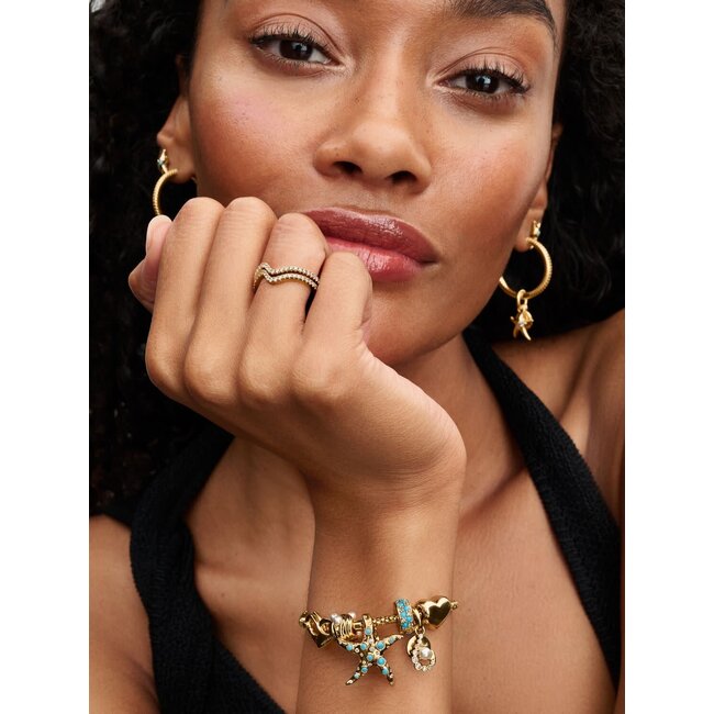 Pandora Pandora Bedel 763902C01 Zilver 14k Geelgoud Plating Stopper met Blauw