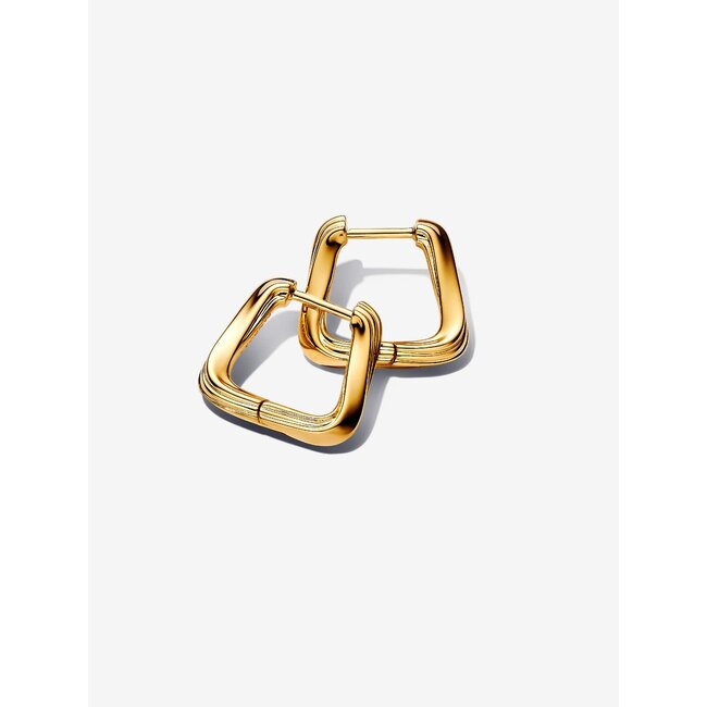 Pandora Pandora Oorbellen 263875C00 Zilver 14k Geelgoud Plating Gedraaid Vierkant