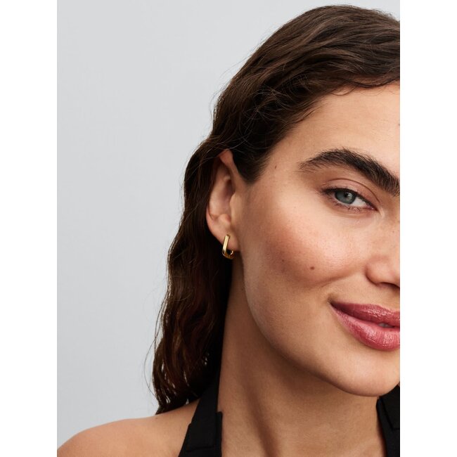 Pandora Pandora Oorbellen 263875C00 Zilver 14k Geelgoud Plating Gedraaid Vierkant