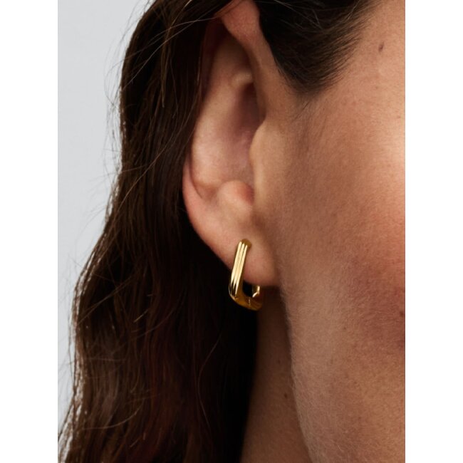 Pandora Pandora Oorbellen 263875C00 Zilver 14k Geelgoud Plating Gedraaid Vierkant