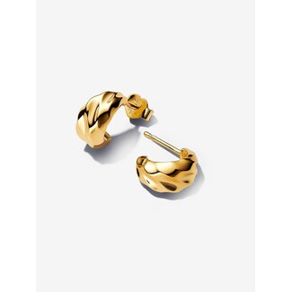 Pandora Pandora Oorbellen 263873C00 Zilver 14k Geelgoud Plating Geribbeld