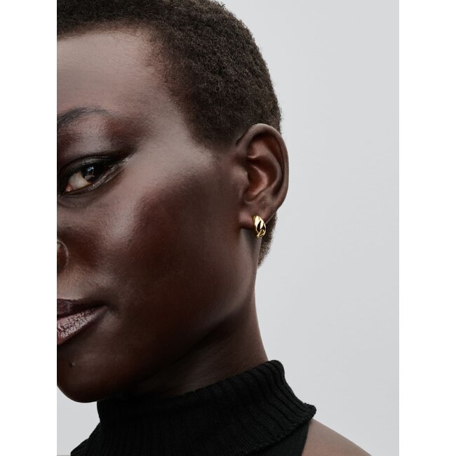 Pandora Pandora Oorbellen 263873C00 Zilver 14k Geelgoud Plating Geribbeld