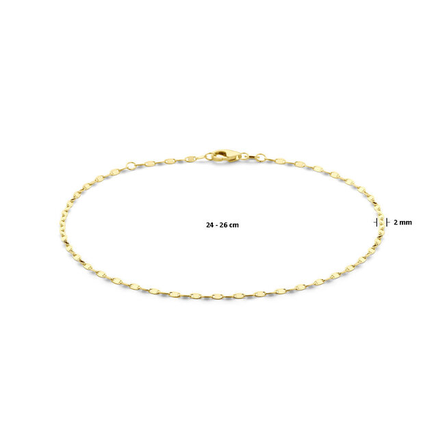 Blinckers Jewellery Huiscollectie BJ Enkelbandje 40.31294 14k Geelgoud Fantasie Schakel 2mm 24 -26cm