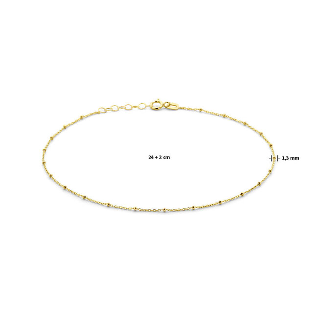 Blinckers Jewellery Huiscollectie BJ Enkelbandje 40.31295 14k Geelgoud Anker Bolletjes 1.3mm 24 - 26cm