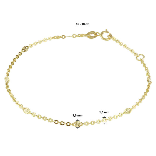 Blinckers Jewellery Huiscollectie BJ Enkelbandje 40.31297 14k Geelgoud Fantasie 2.3mm 24 - 26cm