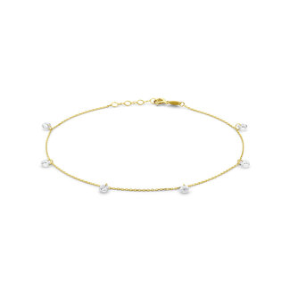 Blinckers Jewellery Huiscollectie BJ Enkelbandje 40.31298 14k Geelgoud Anker met Zirkonia 4mm 24 - 26mm