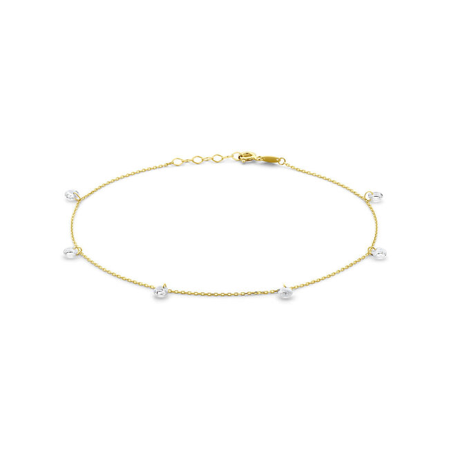 Blinckers Jewellery Huiscollectie BJ Enkelbandje 40.31298 14k Geelgoud Anker met Zirkonia 4mm 24 - 26mm