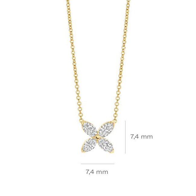 Blush Blush Collier LG3013Y 14k Geelgoud Bloem met 0,40crt H SI Marquise geslepen Lap Grown Diamant 42cm