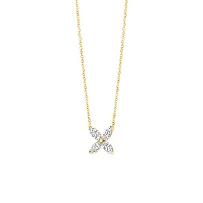 Blush Blush Collier LG3013Y 14k Geelgoud Bloem met 0,40crt H SI Marquise geslepen Lap Grown Diamant 42cm
