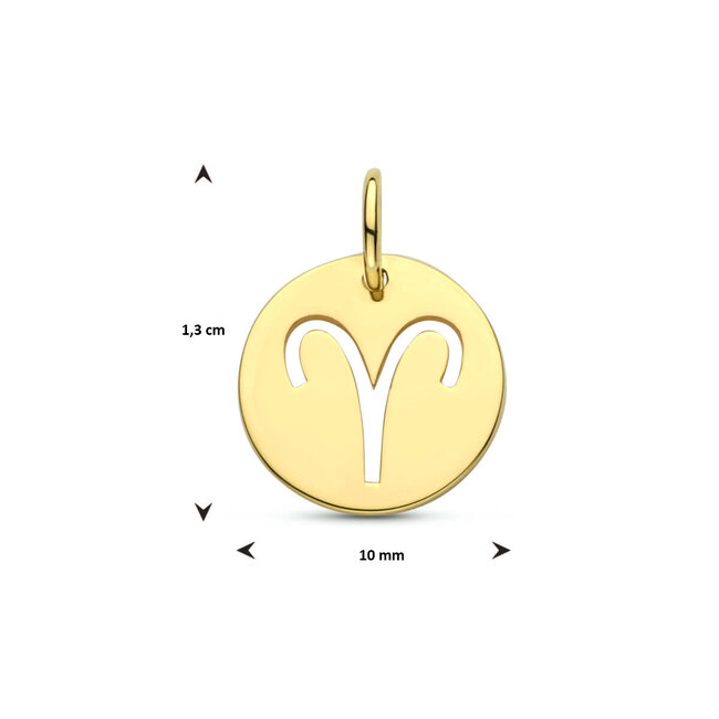 Blinckers Jewellery Huiscollectie BJ Hanger 40.23515 14k Geelgoud met Sterrenbeeld Ram 13mm x 10mm
