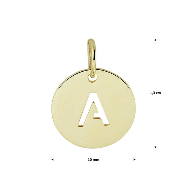 Blinckers Jewellery Huiscollectie BJ Hanger 40.20773 14k Geelgoud Letter A in Circle 13mm x 10mm