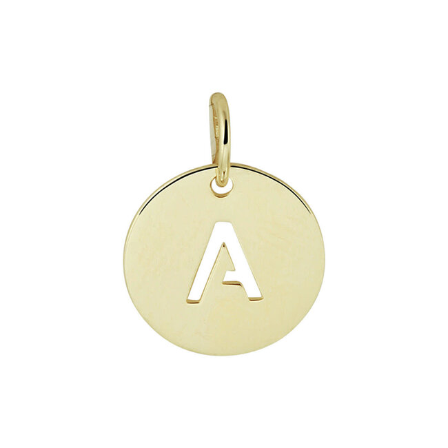 Blinckers Jewellery Huiscollectie BJ Hanger 40.20773 14k Geelgoud Letter A in Circle 13mm x 10mm