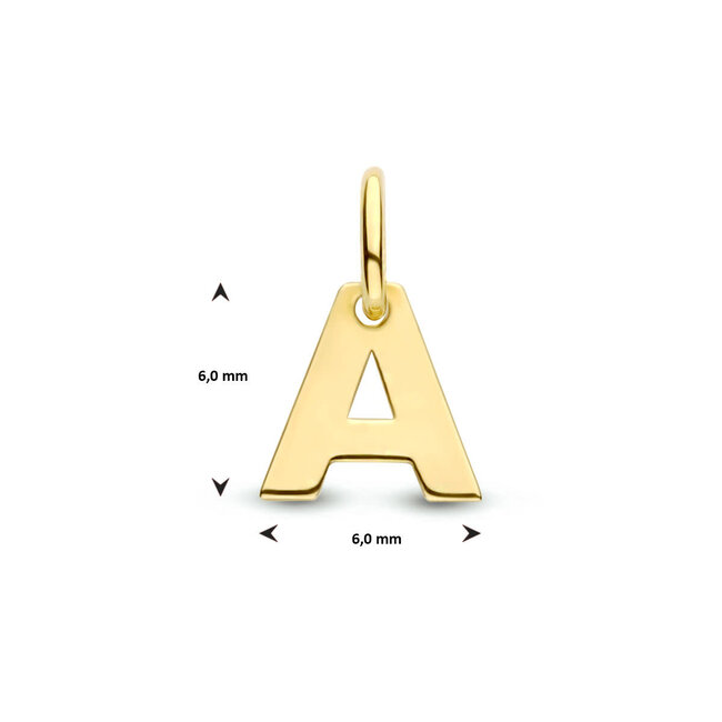Blinckers Jewellery Huiscollectie BJ Hanger 40.23452 14k Geelgoud Letter A 6mm x 6mm