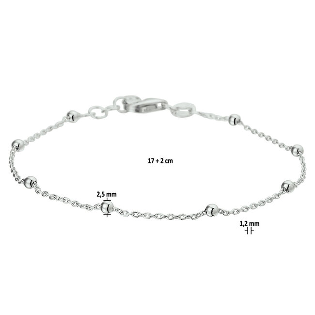 Blinckers Jewellery Huiscollectie BJ Armband 13.27357 Zilver Bolletjes 1,2mm 17+2cm