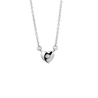 Blinckers Jewellery Huiscollectie BJ Collier 13.22394 Zilver Hart met Zirkonia 1,5mm 36+4cm