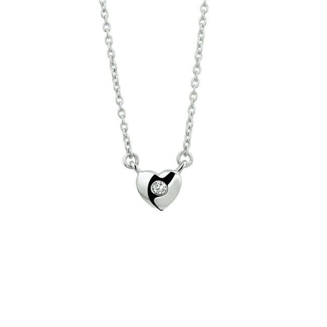 Blinckers Jewellery Huiscollectie BJ Collier 13.22394 Zilver Hart met Zirkonia 1,5mm 36+4cm