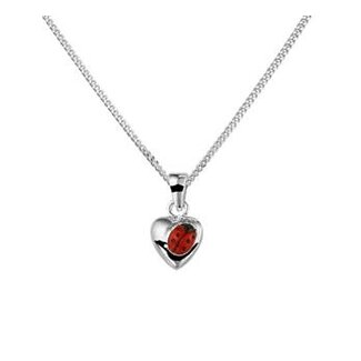 Blinckers Jewellery Huiscollectie BJ Collier 13.22496 Zilver Hart met Lieveheersbeestje 4 x 3mm 36+4cm