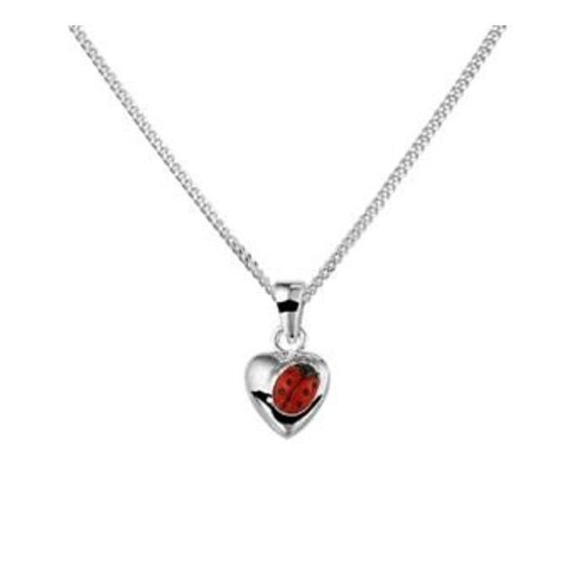 Blinckers Jewellery Huiscollectie BJ Collier 13.22496 Zilver Hart met Lieveheersbeestje 4 x 3mm 36+4cm