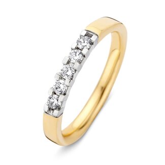 Excellent Jewelry Excellent Ring RG413915-54 14k Bi-color Goud met 5-0.25crt H SI Briljant geslepen Diamant Maat 54