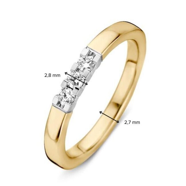 Excellent Jewelry Excellent Ring RG413914-54 14k Bi-color Goud met 3-0.15crt H SI Briljant geslepen Diamant Maat 54